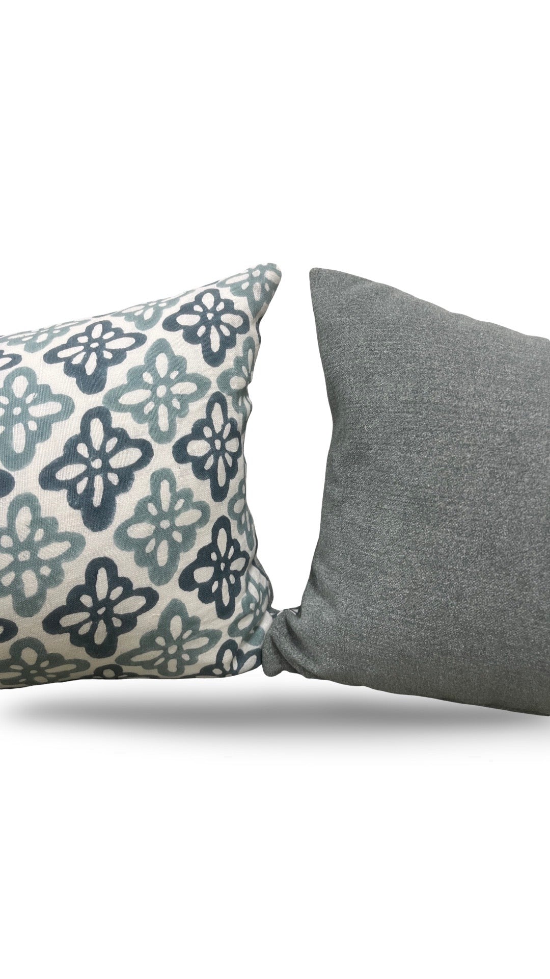 Schumacher Lumbar Pillow Pattee Hand Block Print 12x18" Knife Edge Cover