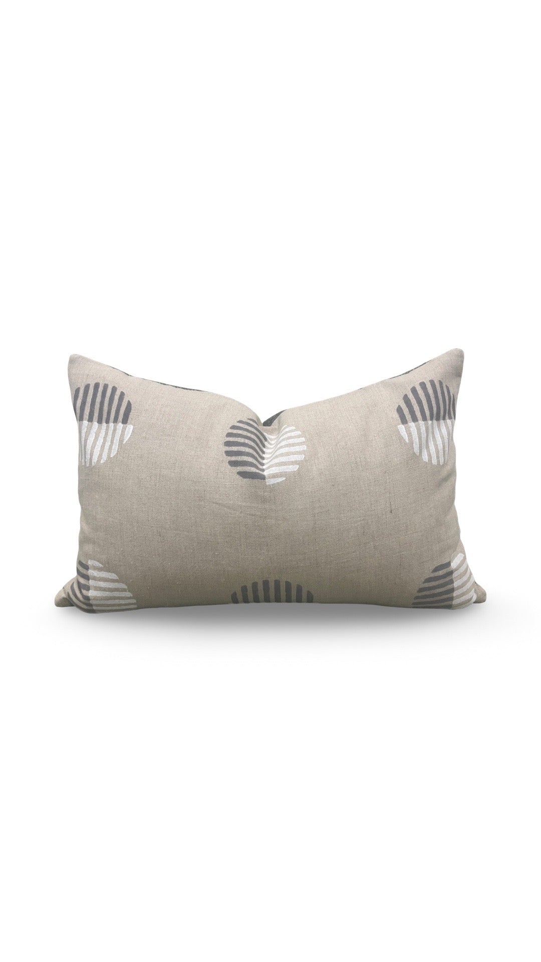 Schumacher Lumbar Pillow Ando Hand Block Print 12x18" Knife Edge Cover