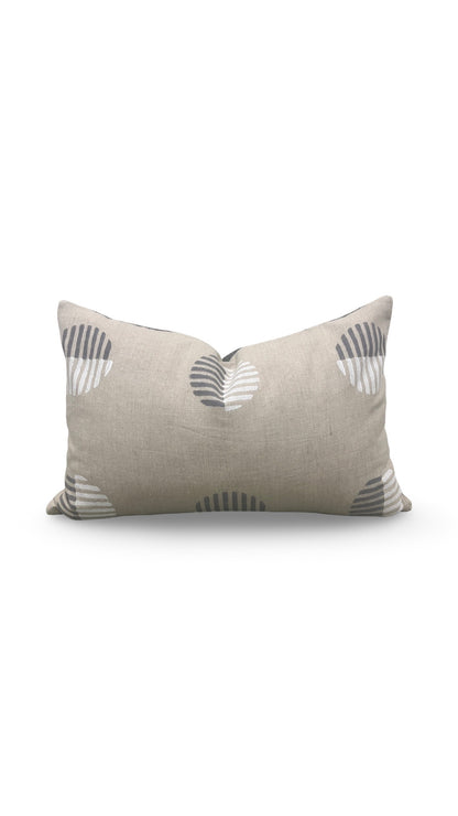 Schumacher Lumbar Pillow Ando Hand Block Print 12x18" Knife Edge Cover