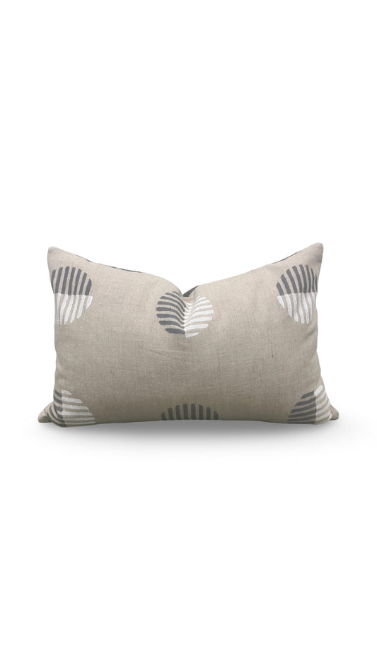 Schumacher Lumbar Pillow Ando Hand Block Print 12x18" Knife Edge Cover