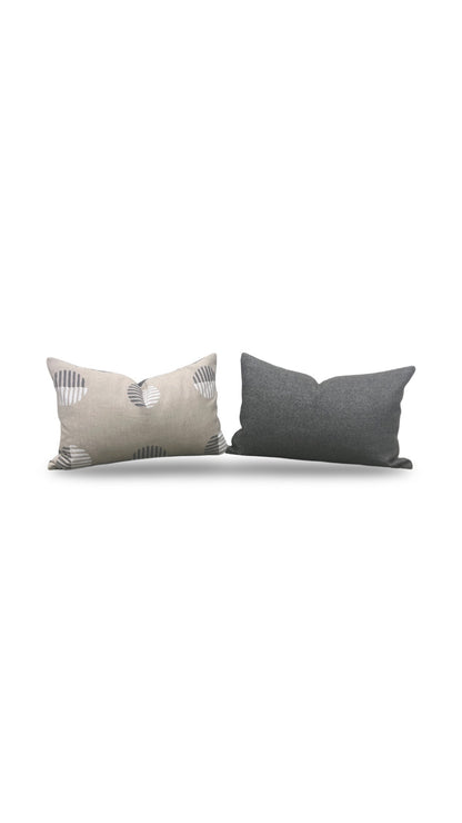 Schumacher Lumbar Pillow Ando Hand Block Print 12x18" Knife Edge Cover