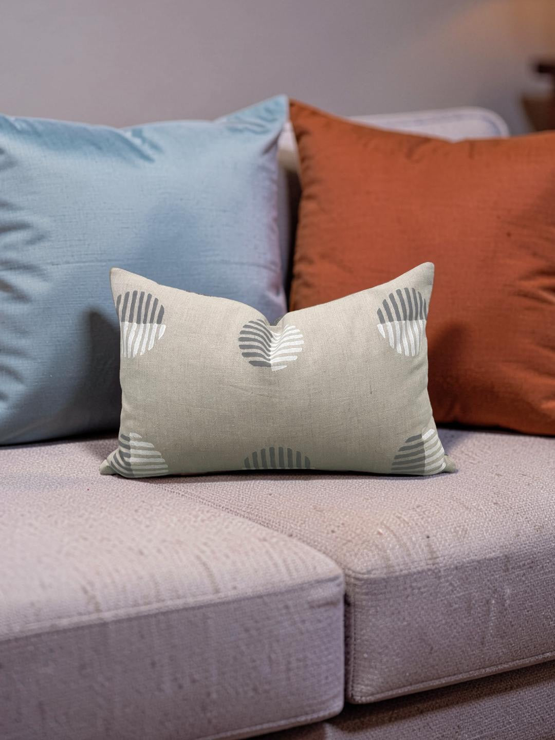 Schumacher Lumbar Pillow Ando Hand Block Print 12x18" Knife Edge Cover