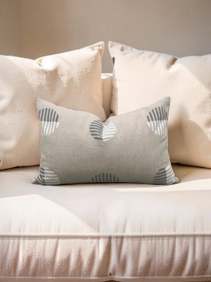 Schumacher Lumbar Pillow Ando Hand Block Print 12x18" Knife Edge Cover