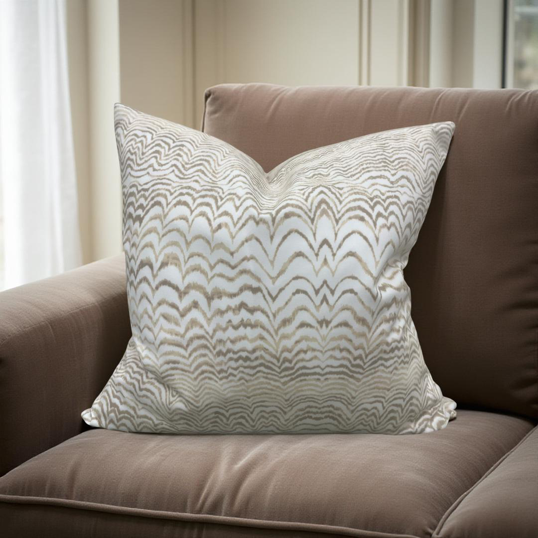 Schumacher Fabric Ink Wave 22x22" Knife Edge Decorative Throw Pillow