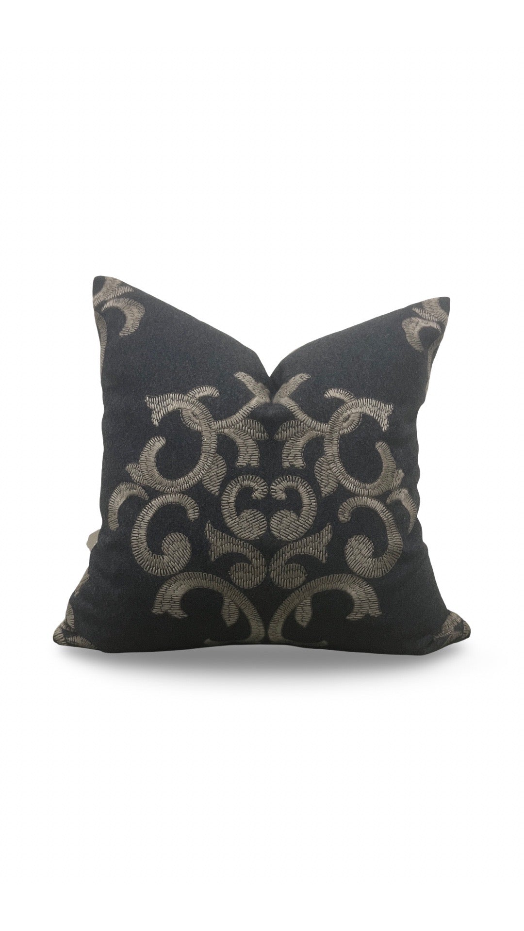 Schumacher Decorative Pillow Bryan Embroidered Wool 18x18" Knife Edge Cover