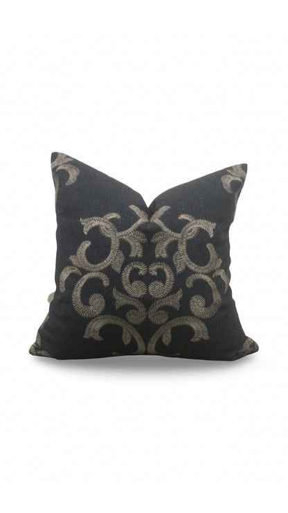 Schumacher Decorative Pillow Bryan Embroidered Wool 18x18" Knife Edge Cover