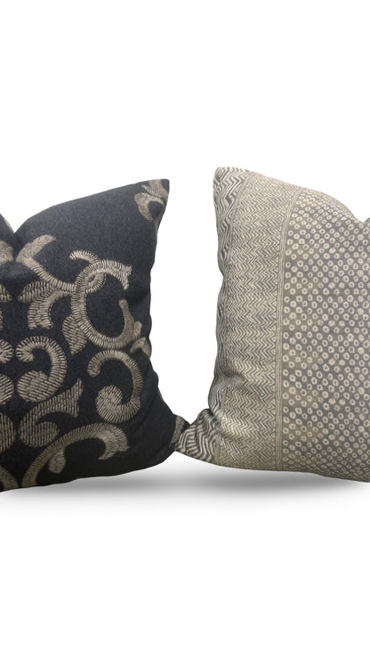 Schumacher Decorative Pillow Bryan Embroidered Wool 18x18" Knife Edge Cover