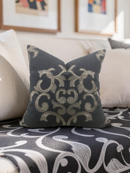 Schumacher Decorative Pillow Bryan Embroidered Wool 18x18" Knife Edge Cover