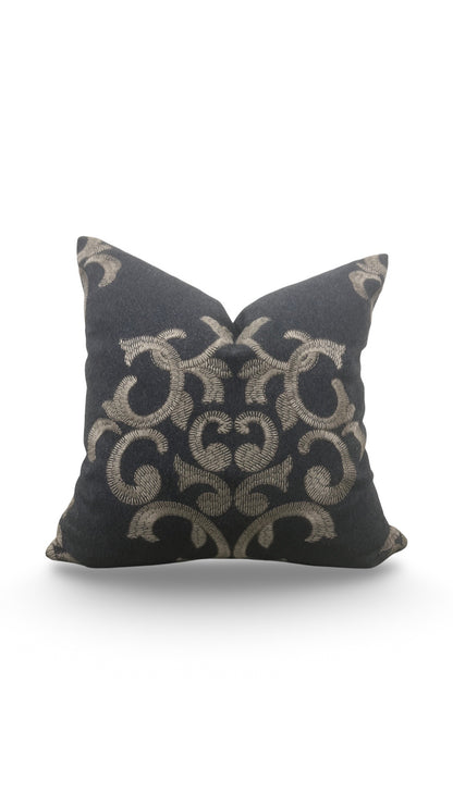 Schumacher Decorative Pillow Bryan Embroidered Wool 18x18" Knife Edge Cover