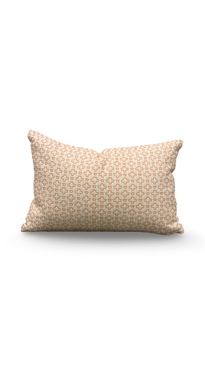 Beige patterned pillow on a white background
