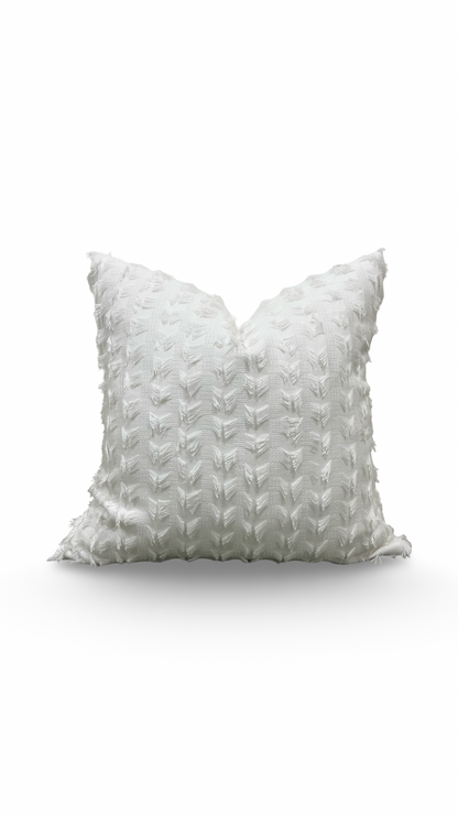 Decorative Pillow Montego Fringe Snow 22x22" Knife Edge Cover