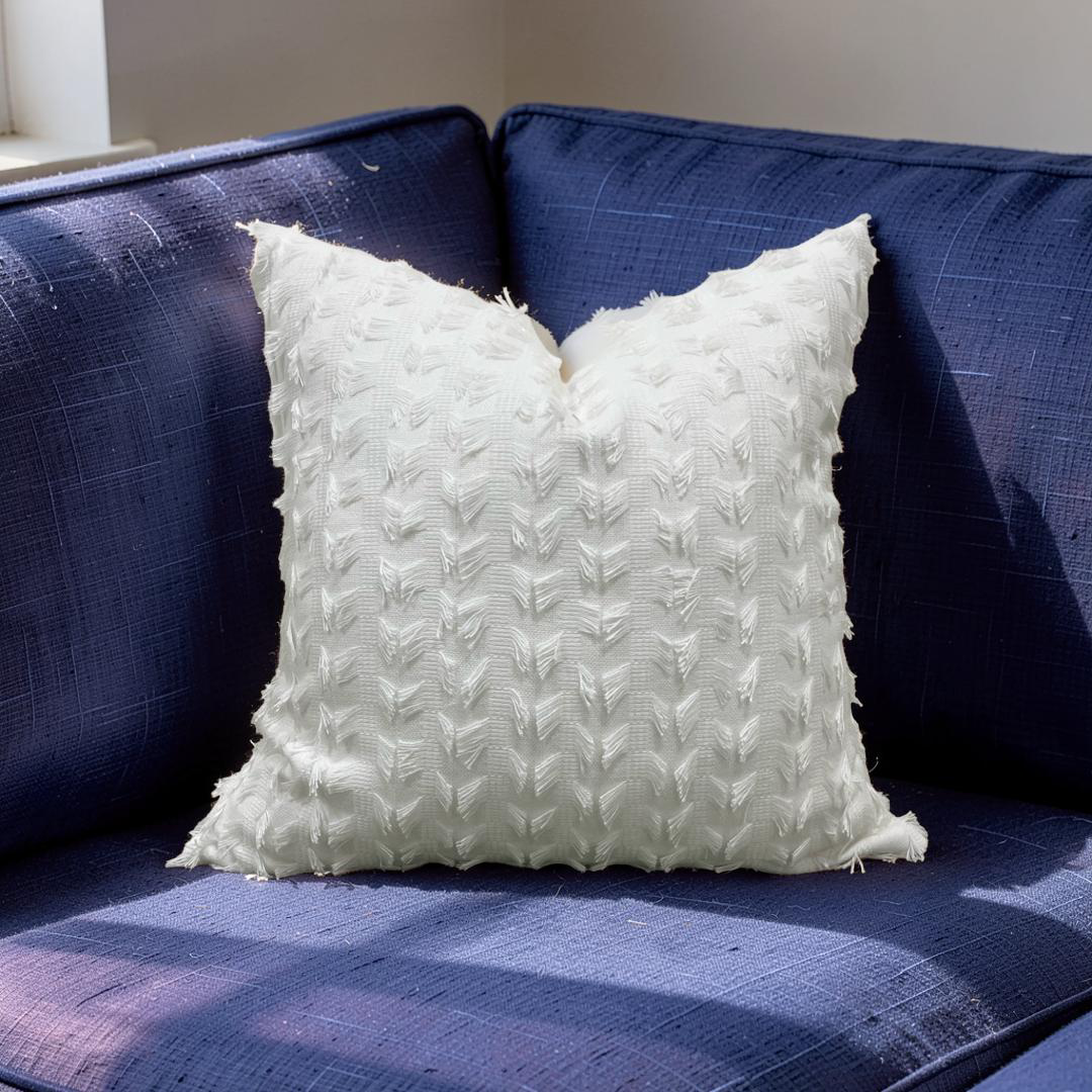 Decorative Pillow Montego Fringe Snow 22x22" Knife Edge Cover