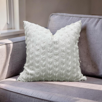 Decorative Pillow Montego Fringe Snow 22x22" Knife Edge Cover
