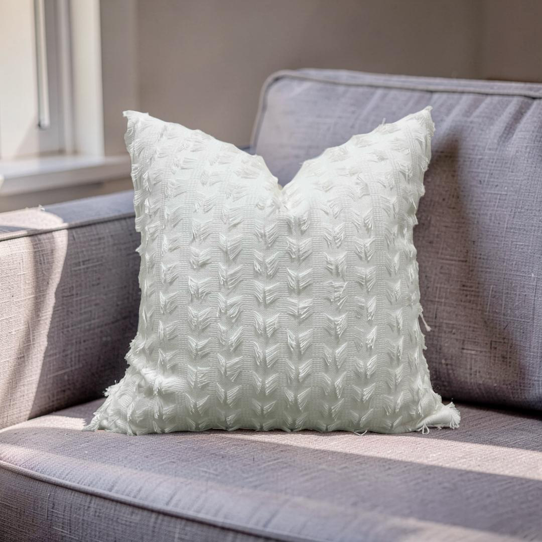 Decorative Pillow Montego Fringe Snow 20x20" Knife Edge Cover