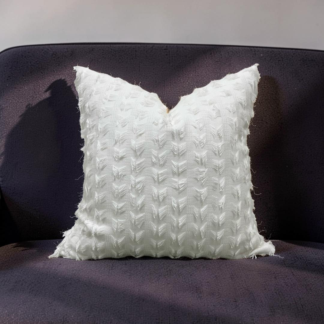 Decorative Pillow Montego Fringe Snow 22x22" Knife Edge Cover