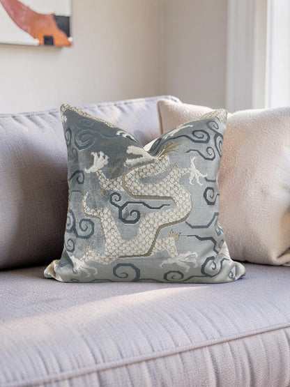 Schumacher Decorative Pillow Bixi Velvet Celestine 22x22" Knife Edge Cover