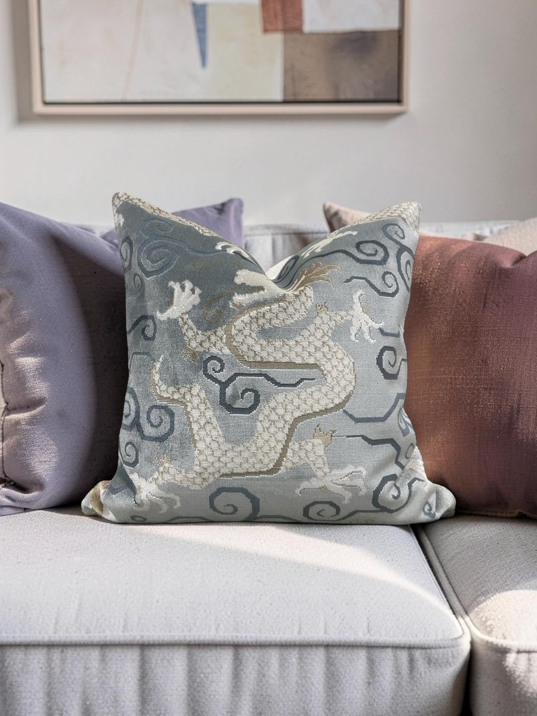 Schumacher Decorative Pillow Bixi Velvet Celestine 22x22" Knife Edge Cover