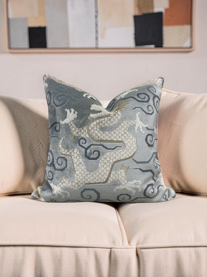 Schumacher Decorative Pillow Bixi Velvet Celestine  20x20" Knife Edge Cover