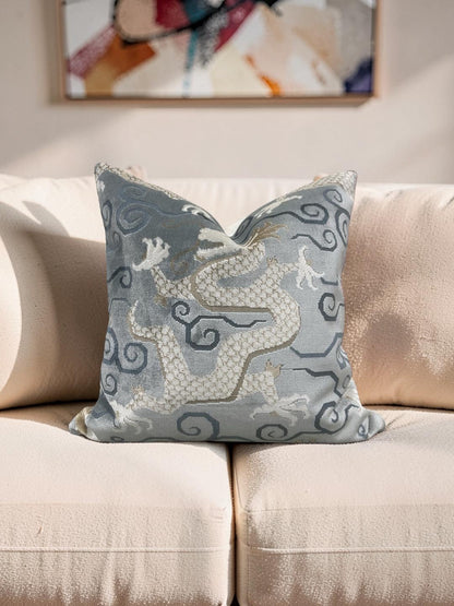 Schumacher Decorative Pillow Bixi Velvet Celestine  20x20" Knife Edge Cover