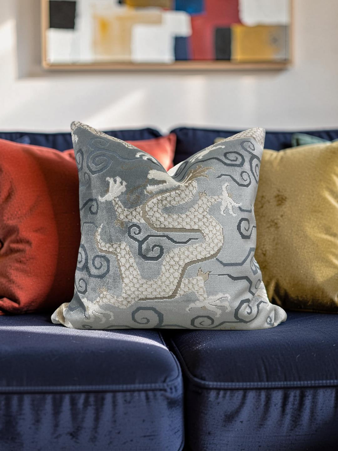 Schumacher Decorative Pillow Bixi Velvet Celestine  20x20" Knife Edge Cover