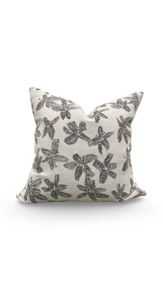 Schumacher Fabric Decorative Pillow Hibiscus Black & White 22x22" Knife Edge Cover