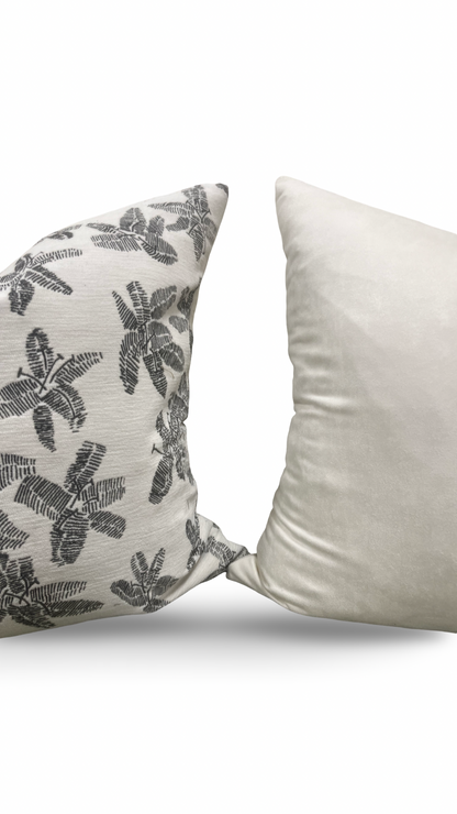 Schumacher Fabric Decorative Pillow Hibiscus Black & White 22x22" Knife Edge Cover