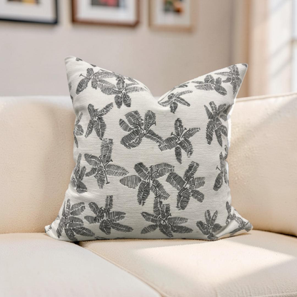 Schumacher Fabric Decorative Pillow Hibiscus Black & White 22x22" Knife Edge Cover