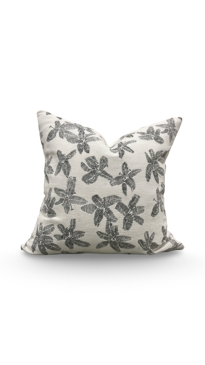 Schumacher Fabric Decorative Pillow Hibiscus Black & White 22x22" Knife Edge Cover