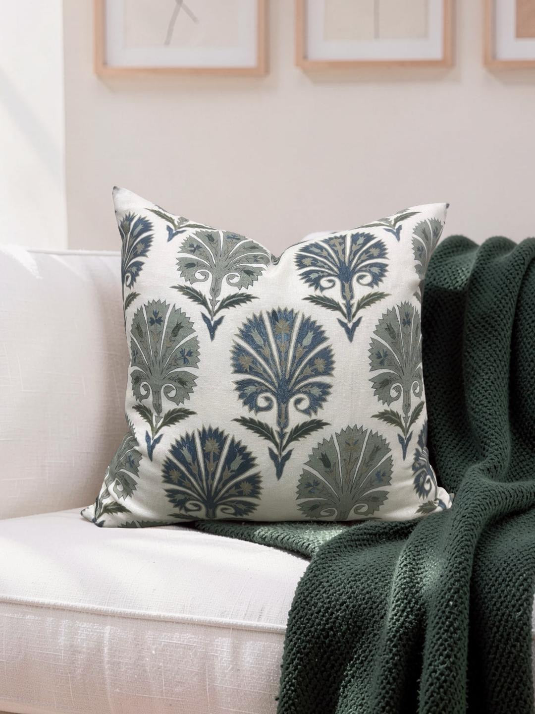 Schumacher Decorative Pillow Suzani Carnation 22x22" Knife Edge Cover