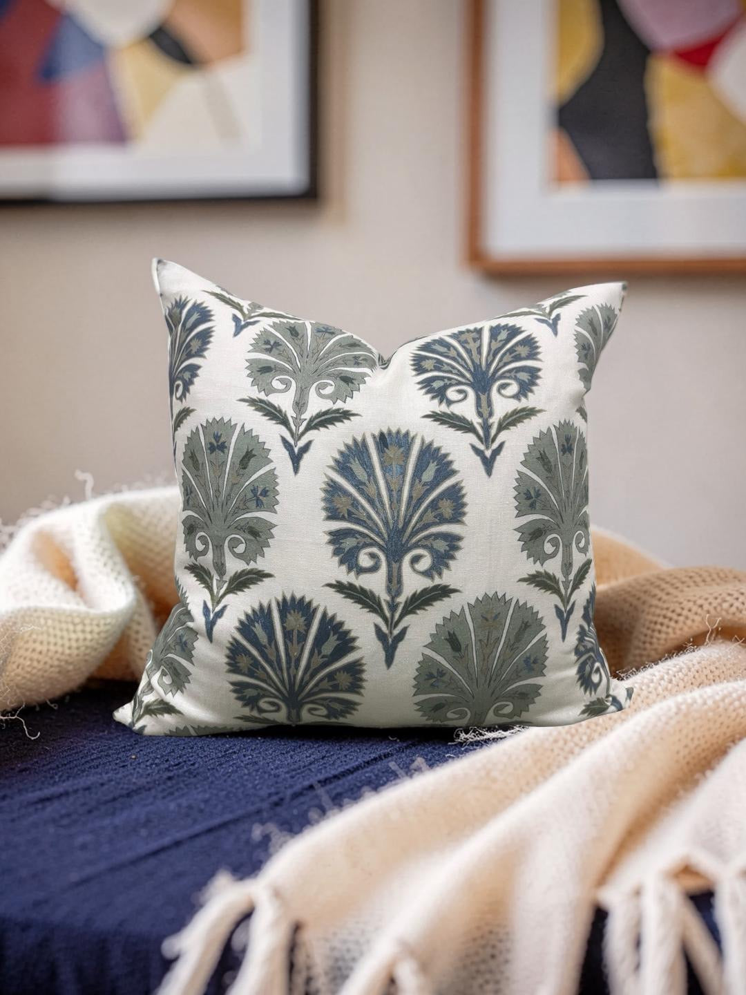 Schumacher Decorative Pillow Suzani Carnation 22x22" Knife Edge Cover