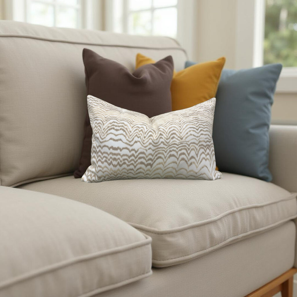 Schumacher Ink Wave 12x18" Knife Edge Decorative Lumbar Pillow