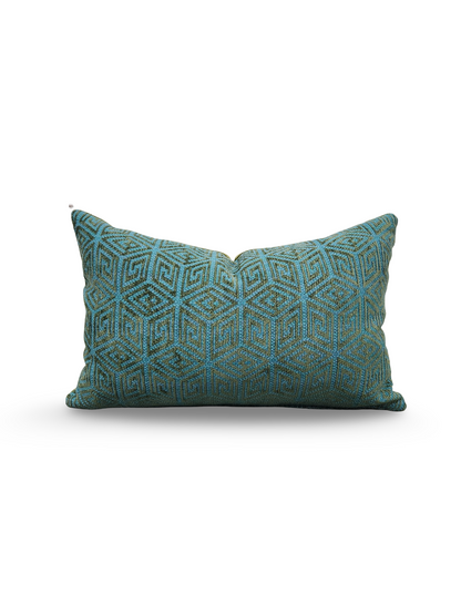 Schumacher Lumbar Pillow Cosmati Chenile Boxwood 12x18" Knife Edge Cover