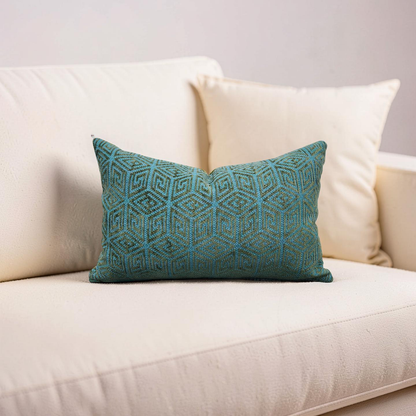 Schumacher Lumbar Pillow Cosmati Chenile Boxwood 12x18" Knife Edge Cover