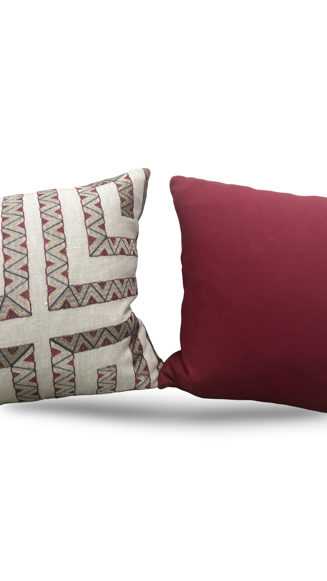 Lumbar Pillow Prado Embroidery Red 12x18" Knife Edge Cover