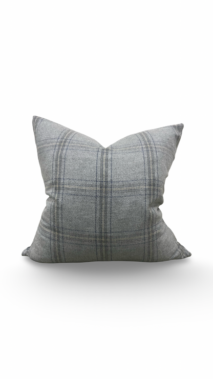 Decorative Pillow Blackburn Merino Plaid-Grey 22x22" Knife Edge Cover