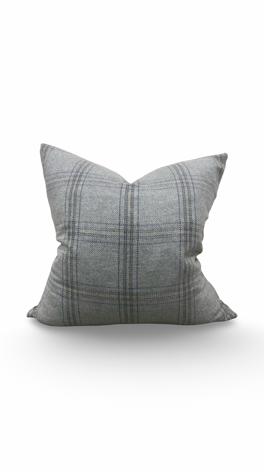 Decorative Pillow Blackburn Merino Plaid-Grey 22x22" Knife Edge Cover