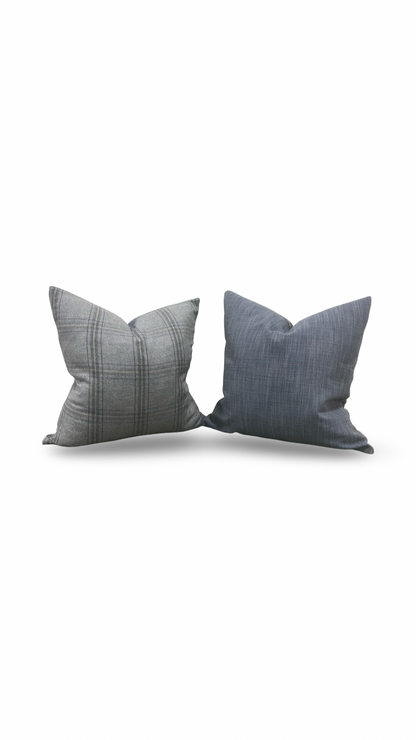 Decorative Pillow Blackburn Merino Plaid-Grey 20x20" Knife Edge Cover