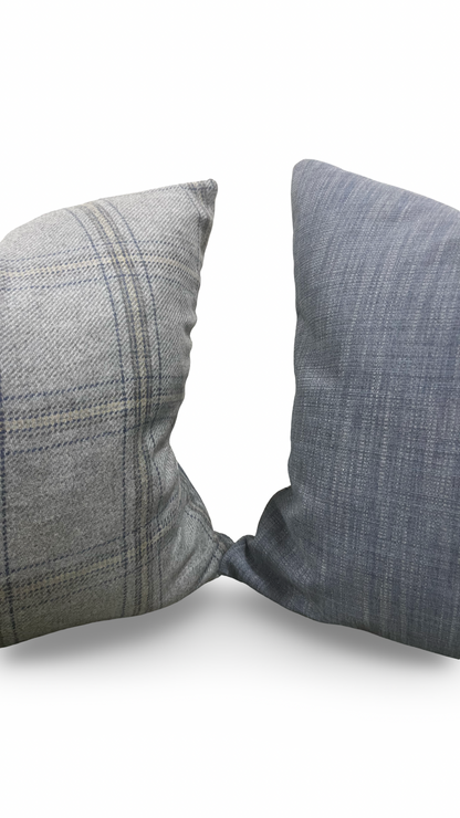 Decorative Pillow Blackburn Merino Plaid-Grey 20x20" Knife Edge Cover