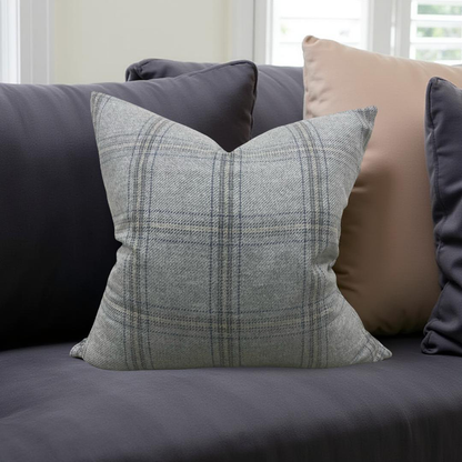 Decorative Pillow Blackburn Merino Plaid-Grey 20x20" Knife Edge Cover