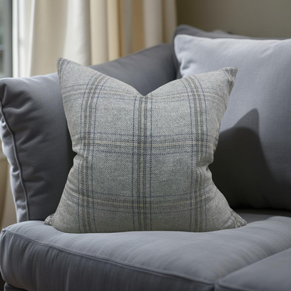 Decorative Pillow Blackburn Merino Plaid-Grey 22x22" Knife Edge Cover