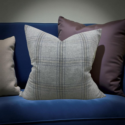 Decorative Pillow Blackburn Merino Plaid-Grey 20x20" Knife Edge Cover