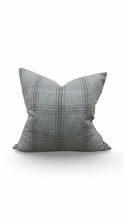 Decorative Pillow Blackburn Merino Plaid-Grey 22x22" Knife Edge Cover