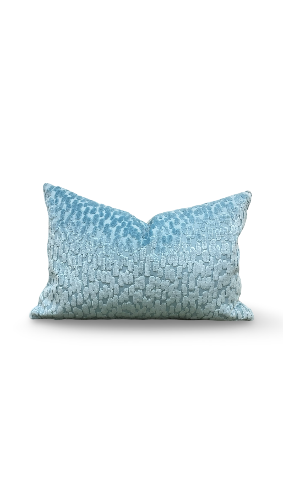 Sky Blue Raised Velvet Rain Drops 12X18" Knife Edge Decorative Lumbar Pillow