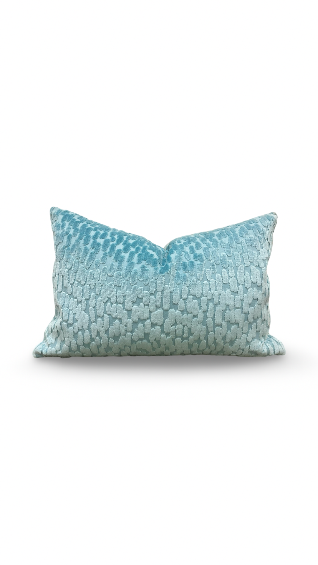 Sky Blue Raised Velvet Rain Drops 12X18" Knife Edge Decorative Lumbar Pillow