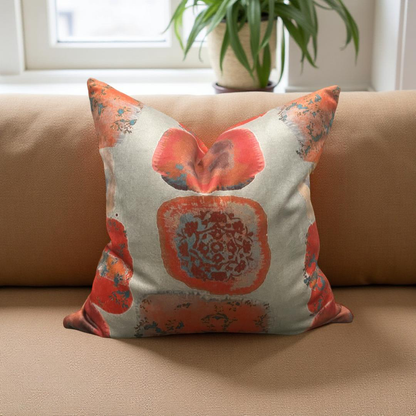 Designer Fabric Buckwheat Chinese Red 20x20" Knife Edge Decorative Throw Pillow