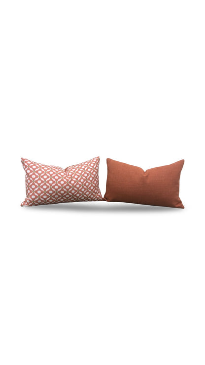 Lumbar Pillow Chanderi Guava 12x18" Knife Edge Cover