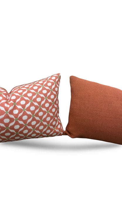 Lumbar Pillow Chanderi Guava 12x18" Knife Edge Cover