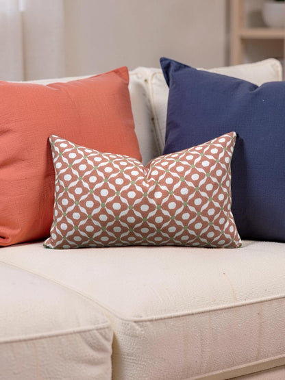 Lumbar Pillow Chanderi Guava 12x18" Knife Edge Cover