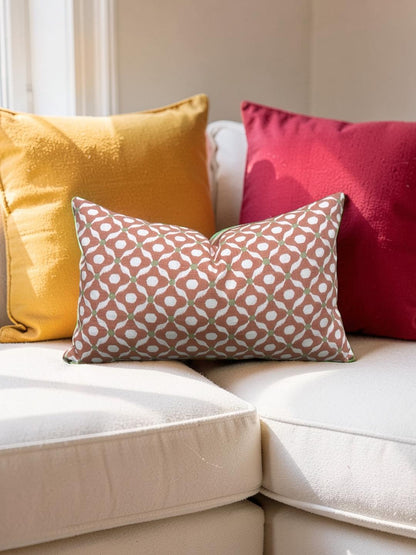Lumbar Pillow Chanderi Guava 12x18" Knife Edge Cover