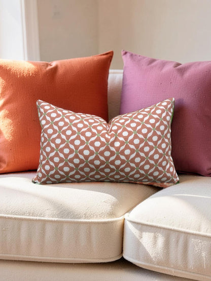 Lumbar Pillow Chanderi Guava 12x18" Knife Edge Cover